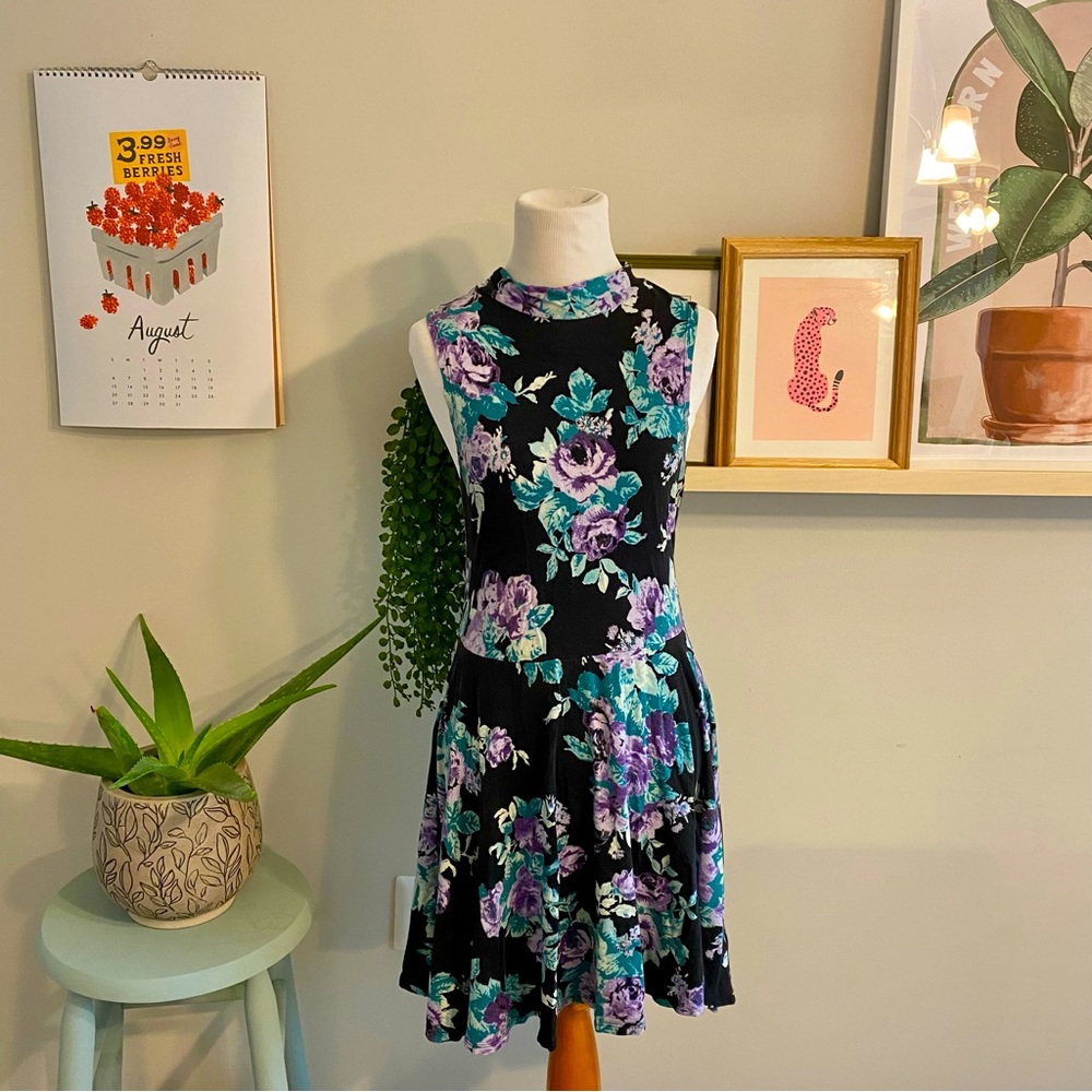 Kimchi Blue Urban Outfitters Black Floral Backless Dress